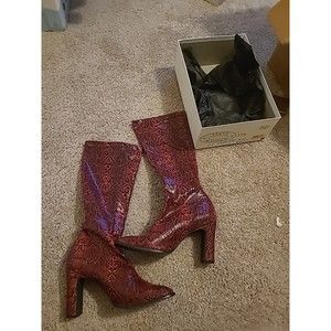 Steve Madden Vintage red snake skin High Boots High Heel Rock N Roll Star 8.5